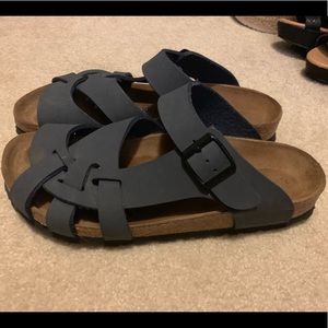 Navy Birkenstock sandals. Soft footbed.38